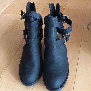 Black booties with cut outs